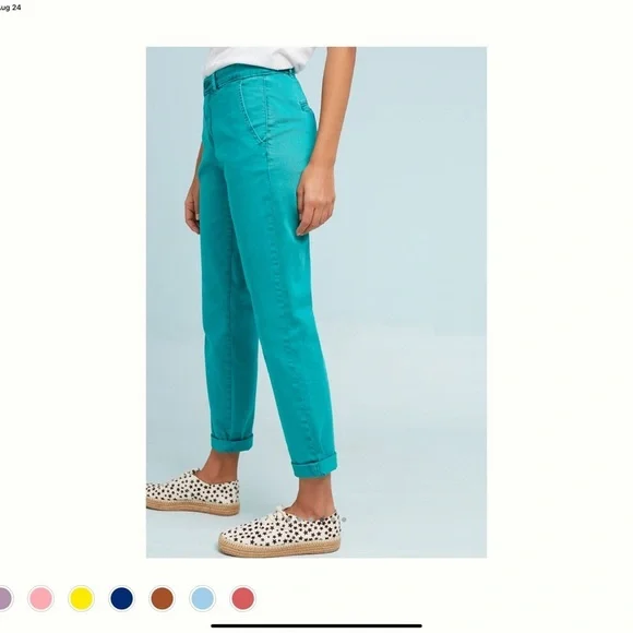 Anthropologie Relaxed chino blue green OOS online size 27 - Picture 2 of 12